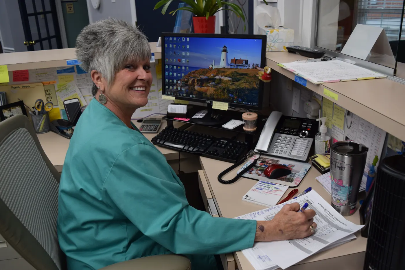 Front desk team welcoming new patients at Majestic Dentistry in Gastonia, NC